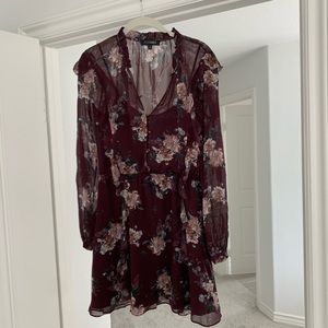 Intermix Floral Long-Sleeve Mini Dress | Size 4